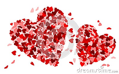 Two hearts made of little red hearts Stock Photo