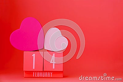 Hearts and number in the red background for celebration Valentines day Stock Photo