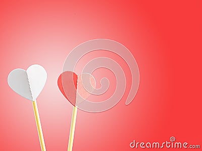 Two hearts on a red background. Valentine`s Day. Copy space for text Stock Photo