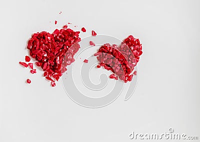 Two Hearts on Wooden Background. Valentine Day, Wedding Love Concept Stock Photo