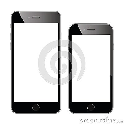 Two high quality black smartphone vector illustrations isolated Vector Illustration