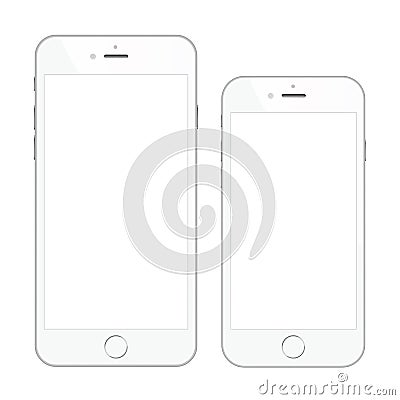 Two high quality white smartphone vector illustrations isolated Vector Illustration