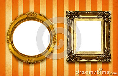 Two hollow gilded frames Stock Photo