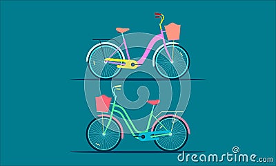 The two home bicycle. flat colorful modern style. vector illustration eps10 Vector Illustration