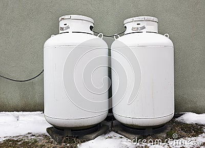 Two Home Propane Tanks Stock Photo
