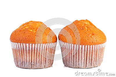 Two homemade muffins isolated on a white Stock Photo
