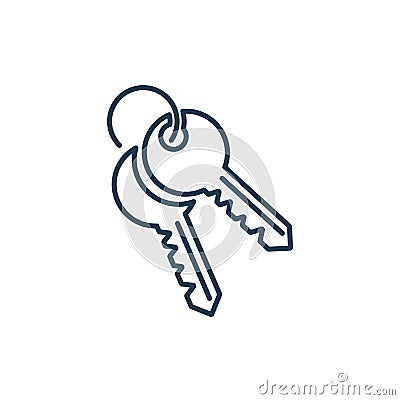 Two house key line icon on white background. Security lock and unlock for door car and house. Thin line of home key icon Vector Illustration