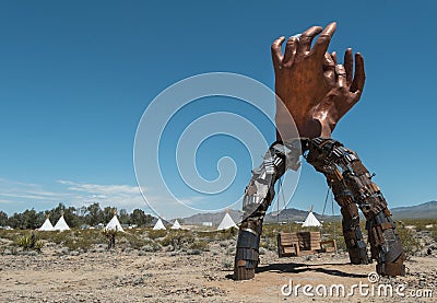 Bizarre artwork, Nipton, California Editorial Stock Photo