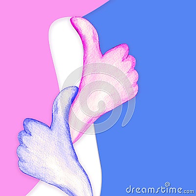 Two human hands.Illustration of , lifestyle and gender concept, diversity - equality.Abstract background concept gender Stock Photo