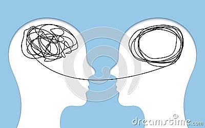 Two humans brain psychotherapy concept. Mental health therapist and patient Vector Illustration