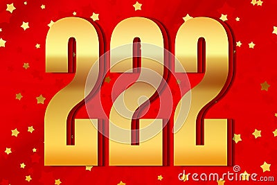 222 two hundred and twenty-two Gold number count template poster. icon event Stock Photo