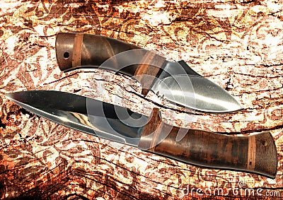 Two hunting knifes Stock Photo