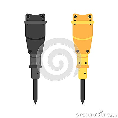 Two hydraulic hammers in different colors Vector Illustration