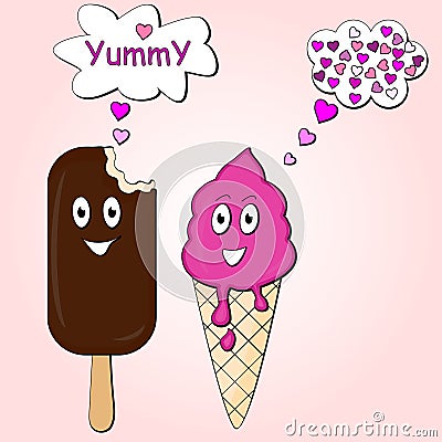 Two ice cream vector illustration Vector Illustration