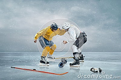 Two ice hockey players Stock Photo