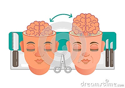 Brain transplantation concept Vector Illustration