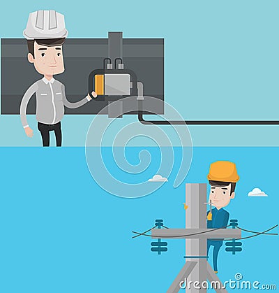 Two industrial banners with space for text. Vector Illustration