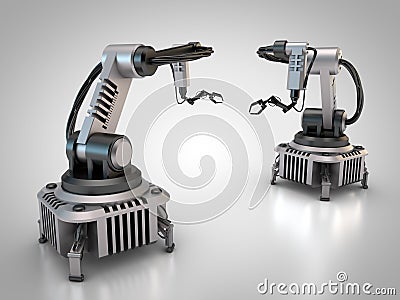 Two industrial robots Stock Photo