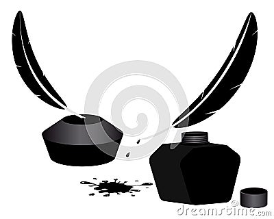 Two inkwells Vector Illustration