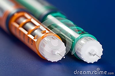 Two insulin syringe pen Stock Photo