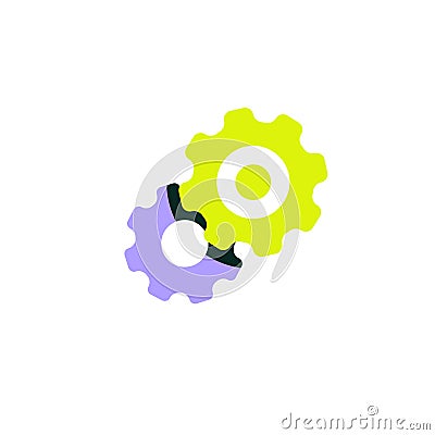 Settings Icon With Interlocking Gears In Flat Vector Illustration Symbolizing Configuration, Customization, And System Vector Illustration