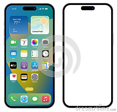 Two Iphone 14 Pro on white background vector eps 10 Vector Illustration