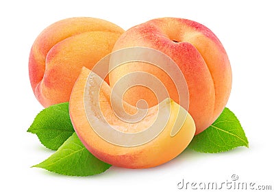 Two isolated apricots Stock Photo