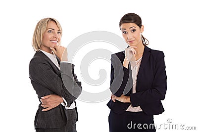 Two isolated businesswoman talking together: concept for body la Stock Photo