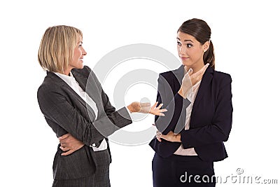 Two isolated businesswoman talking together: concept for body la Stock Photo