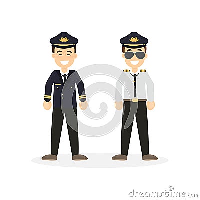 Two isolated pilots. Vector Illustration