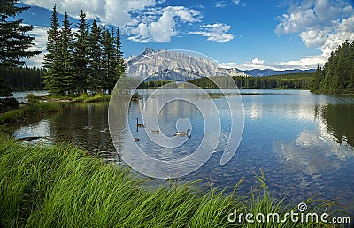 Two Jack Lake Stock Photo