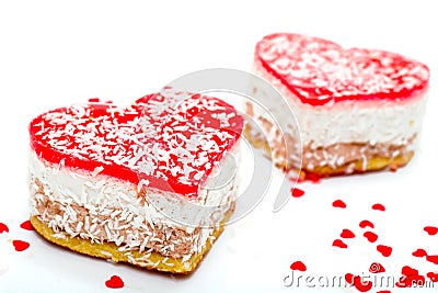 Two jelly heart-shaped cakes Stock Photo