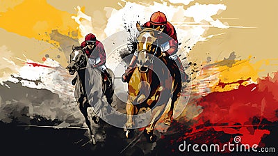 Couple Of Jockeys Riding Horses Stock Photo