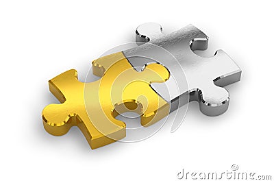 Two joined puzzle pieces Stock Photo