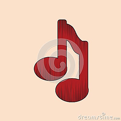 two joined quavers music note. Vector illustration decorative design Vector Illustration