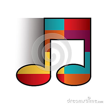 two joined quavers music note. Vector illustration decorative design Vector Illustration