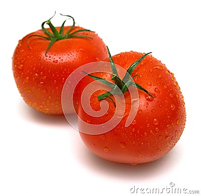 Two juicy fresh tomatoes Stock Photo