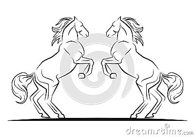 Two jumping horses Stock Photo