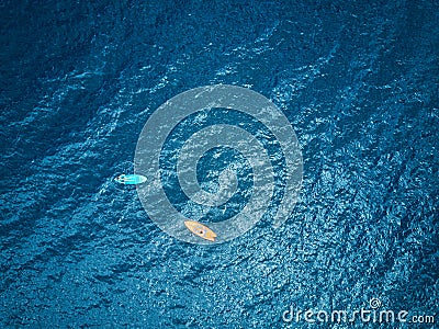 Two kayak in blue lagoon water Stock Photo