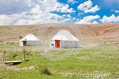 Two Kazakh yurt Stock Photo