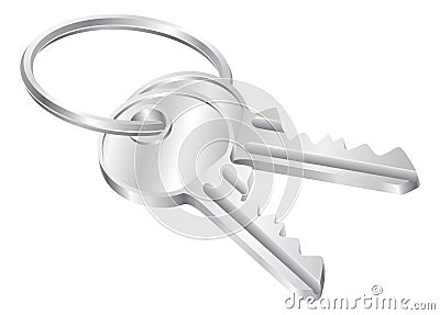 Two keys on a keyring illustration Vector Illustration