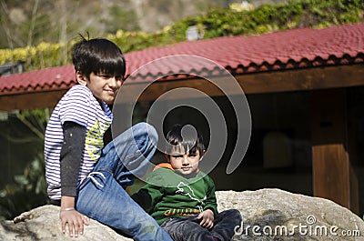 Two kids having fun together Editorial Stock Photo