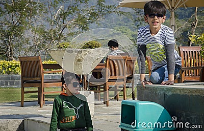 Two kids having fun together Editorial Stock Photo