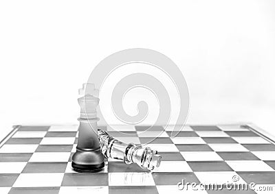 Stylized chess board with two pieces white background Stock Photo
