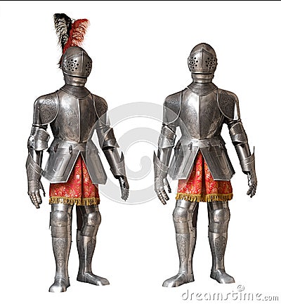Two knight armour suits, isolated Stock Photo