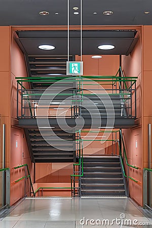 Two large fire exits t Kansai International Airport Editorial Stock Photo