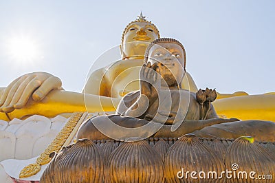 Two large statues of Buddha at Wat Hua Ta Luk,Nakorn Sawan, Thai Stock Photo