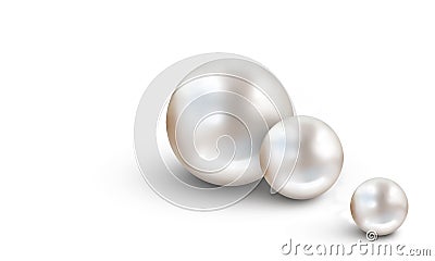 Two large white pearls on blue and white cloudy blur background Stock Photo