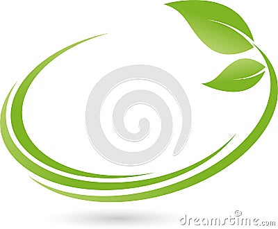 Two leaves, plant in green, spa and gardener logo, icon Stock Photo