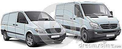 Two light commercial vehicles Cartoon Illustration